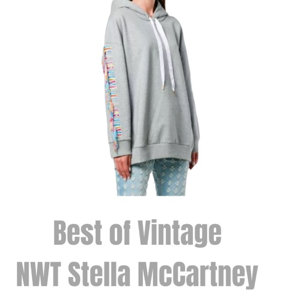 🌺SOLD ON BAY🌺 $633 Stella McCartney Sweatshirt Hoodie 14 “ ALL IS LOVE “ Fringe - Picture 11 of 16